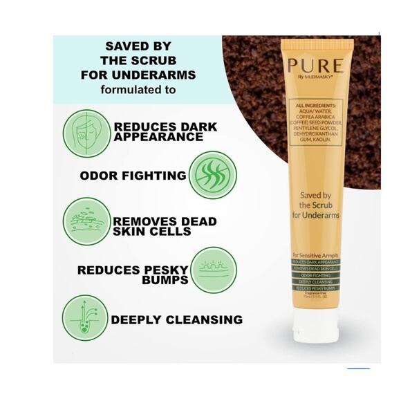 Pure MudMasky Saved By The Scrub For Underarms Sensitive Armpits 75ml New/Sealed - Picture 2 of 5